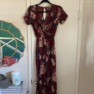 Red floral romper dress